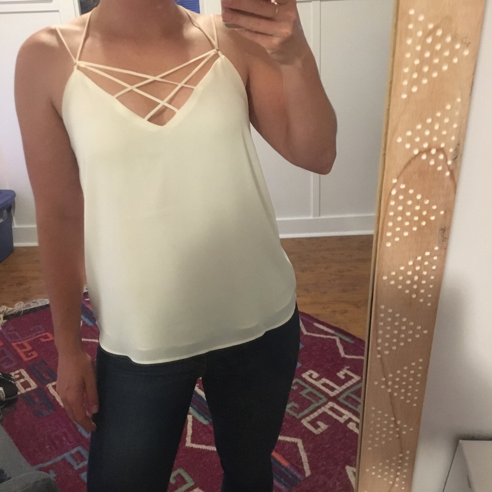 White Tank with cross strap detail